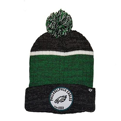 '47 Philadelphia Eagles Black Cuff Holcomb Beanie Hat with POM - NFL Cuffed Winter Knit Toque Cap
