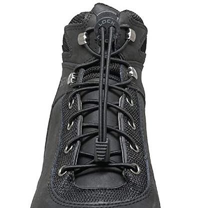 LOCK LACES for Boots (1 Pair) Premium Heavy Duty Elastic No Tie Boot Laces for Boots and Shoes (Black)