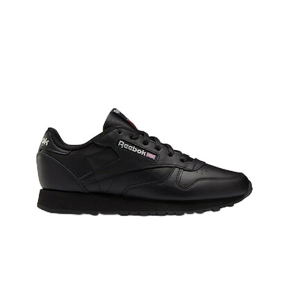Reebok Classic Leather Sneakers for Women - Black or White Tennis Shoes Womens Size 5 to 12, Core Black/Core Black/Pure