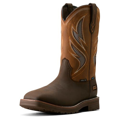 Ariat Men's Activator VentTEK Waterproof Steel Toe Work Boot, Dark Brown/Wicker, 13
