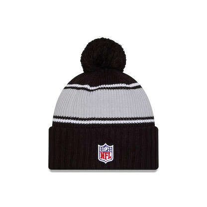 New Era Men's Black Las Vegas Raiders 2024 Sideline Cuffed Knit Hat with Pom