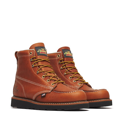 Thorogood Men's 6" American Heritage Soft Toe EH Moc Toe Wedge Work Boot Tobacco - 814-4188