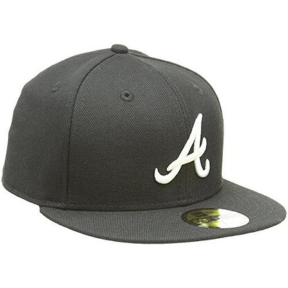 New Era Atlanta Braves Cap Black White 5950 Basic Fitted Team Basecap 6 7/8-8