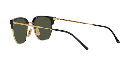 Ray-Ban RB4416 New Clubmaster Square Sunglasses, Black on Gold/Green, 53 mm