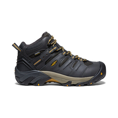 KEEN Utility Men's Lansing Mid Steel Toe Waterproof Work Boot Raven/Tawny Olive - 1018079