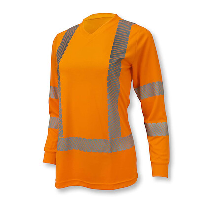 Radians Women's Class 3 High Visibility Long Sleeve Safety T-Shirt with Max-Dri™ Hi-Vis Orange - ST21W-3POS