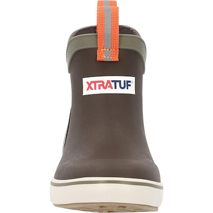 XTRATUF Big Kids Ankle Deck Boot - Size 4, Dark Brown & Realtree Edge - Lightweight, 100% Waterproof Rubber Footwear for Boys & Girls - Non-Marking, Slip-Resistant Outsole - Moisture-Wicking