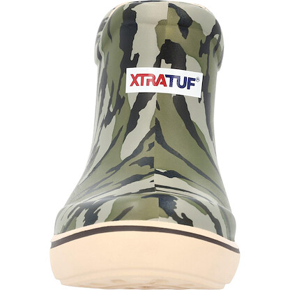 XTRATUF TUFS Big Kids Ankle Deck Boot - Size 5, Mossy Oak Bottomland - Lightweight, 100% Waterproof Rubber Footwear for Boys & Girls - Non-Marking, Slip-Resistant Outsole