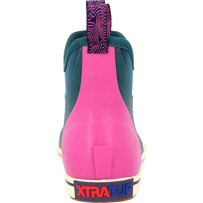 XTRATUF 6” Women’s Camp Ankle Deck Boot - Size 9, Transformative Teal - 100% Waterproof Rubber Camping Footwear - Slip-Resistant Outsole