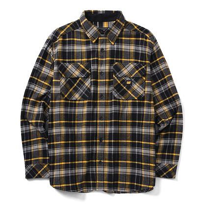 CAT Men's 1610031 Buffalo Check Overshirt - 2X-Large Regular - Black/Mustard Yellow