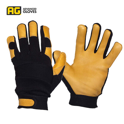 AG BP-300 Premium Leather Work Gloves Drivers Constitution Genuine Grade A Cowhide Neoprene LG