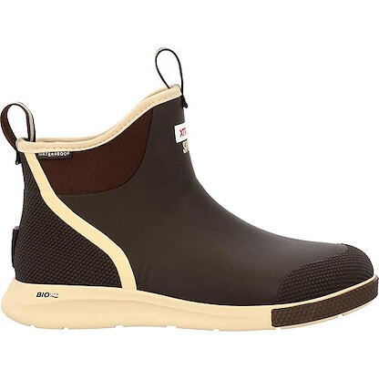 XTRATUF 6” Men’s Ankle Deck Boot Sport - Size 13, Brown - 30% Lighter, 100% Waterproof Rubber Fishing Footwear - Non-Marking, Slip-Resistant Outsole - Moisture-Wicking Liner