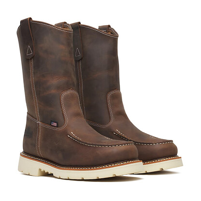 Thorogood Men's 11" American Heritage Soft Toe EH Wellington Work Boot Brown Crazy Horse - 814-3311