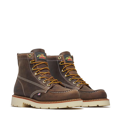 Thorogood Men's 6" American Heritage Soft Toe EH Moc Toe Work Boot Brown Crazy Horse - 814-4375