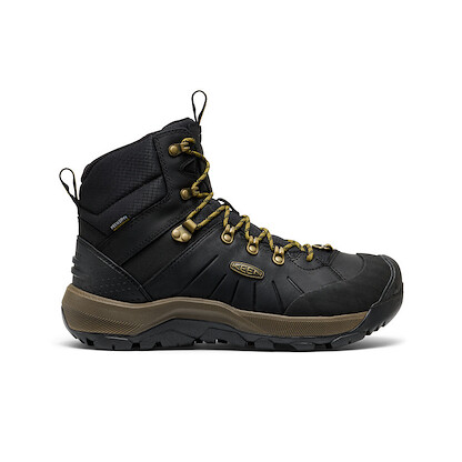 KEEN Men's Revel 4 Mid Polar Waterproof Insulated Winter Boots Black/Lemon Curry - 1031021