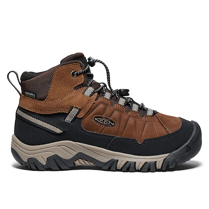 KEEN Unisex Big Kid's Targhee IV Mid Waterproof Hiking Boot Bison/Brindle - 1029559