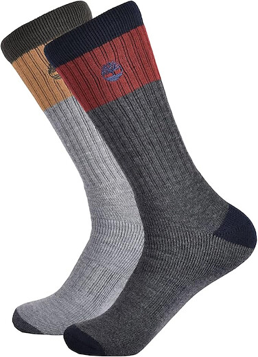 Timberland PRO Men's Colorblock Crew Socks Charcoal Heather (2 pairs) - 43TB182853TA-010