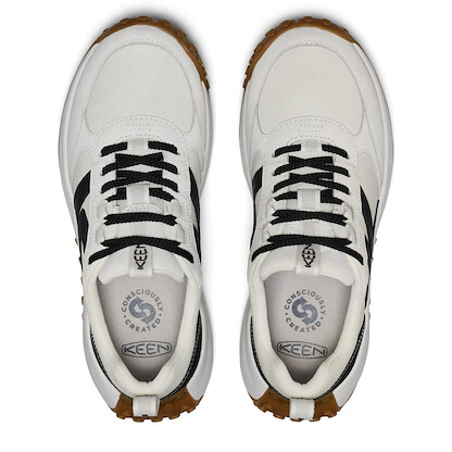 KEEN Women's KS86 Leather Comfortable Durable Retro Style Sneakers, Star White/Black, 8.5