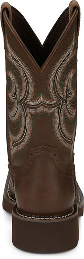 Justin Women’s Inji II 11" Gypsy Western Boot - Distressed Leather Cowgirl Boots with Square Toe, Stitch Detailing, J-Flex Comfort System, and Removable Orthotic Insole, Brown - 8.5 B