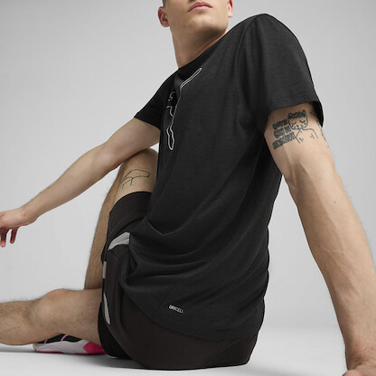 Puma Men's Train All Day Essentials Large Cat T-Shirt, Puma Black Heather SS25, XX-Large
