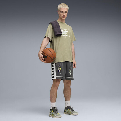 PUMA Men's Graphic T-Shirt (Available in Big and Tall Sizes), Lux Army Basketball Paint AH25, Small