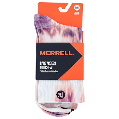 Merrell Men's and -Women's Trail Running Lightweight Socks-Unisex Anti-Slip Heel and Breathable Mesh Zones, Mid Crew-Burgundy, Small-Medium