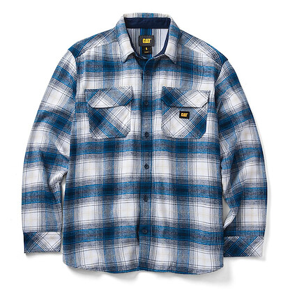CAT Men's 1610031 Buffalo Check Overshirt - 2X-Large Regular - White/Detroit Blue