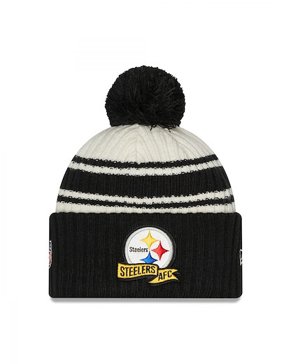 New Era Pittsburgh Steelers NFL 2022 Sideline Sport Knit Chrome White Black Beanie - One-Size