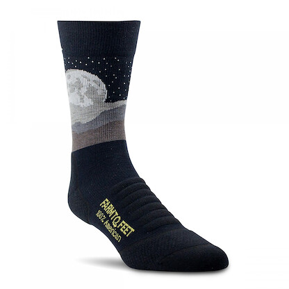 Farm to Feet Unisex American Trail Apollo Light Targeted Cushion 3/4 Crew Hiking Socks Black - 3814-001