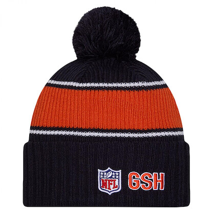 New Era Men's Navy Chicago Bears 2024 Sideline Cuffed Knit Hat with Pom