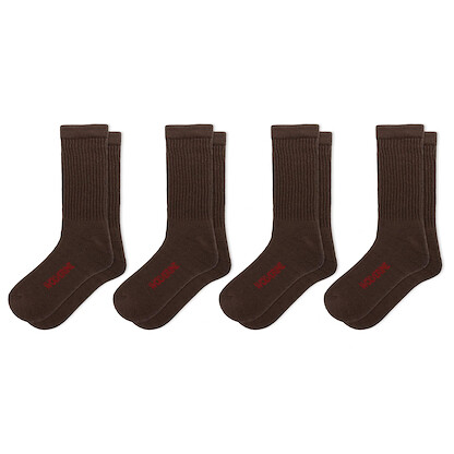 Wolverine Men's Cotton Boot Crew Sock 4 Pair Pack, Dark Brown, Men's Shoe Size 7-12