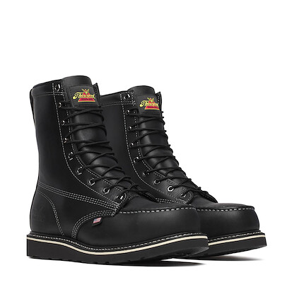 Thorogood Men's 8"American Heritage Steel Toe MAXWear Wedge™  Work Boot Black Full Grain Leather - 804-6208
