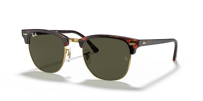 Ray-Ban Unisex Clubmaster Sunglasses Tortoise On Gold/G-15 Green (51 mm) - 0RB3016-W0366 51