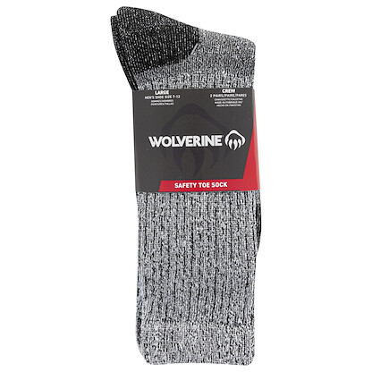 Wolverine Mens Safety Toe Socks, Gray, 7-12 US