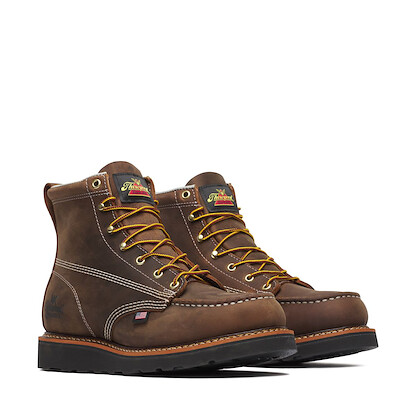 Thorogood Men's 6" American Heritage Soft Toe EH Wedge Work Boot Dark Brown Crazy Horse - 814-4135
