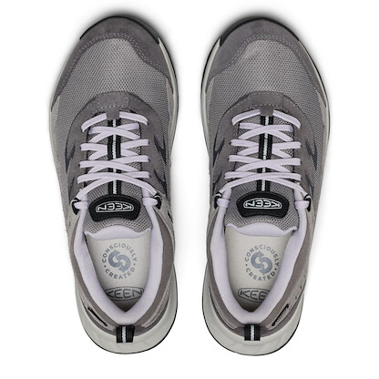 KEEN Women's Hightrail Low Height Durable Lightweight Breathable Leather Waterproof Hiking Shoes, Steel Grey/Thistle, 6.5
