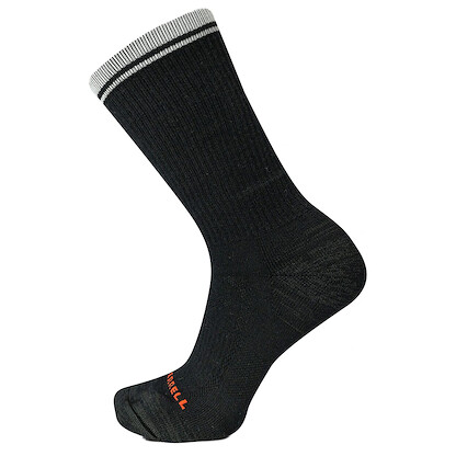 Merrell Unisex Zoned Lightweight Merino Wool Hiking Crew Socks Black (1 pair) - MEA33766C1B4001-BLACK