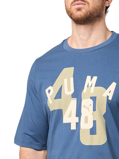PUMA Men's Graphic T-Shirt (Available in Big and Tall Sizes), Dark Indigo Double Up AH25, X-Large Tall