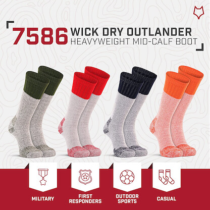 FoxRiver Womens Wick Dry Outlander Heavyweight Boot & Field Mid-calf Hiking-socks, Blue,