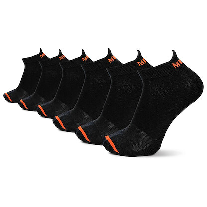 Merrell Unisex Cushioned Cotton Low Cut Tab Socks Black (6 pairs) - MEA33566T6B2001-BLACK