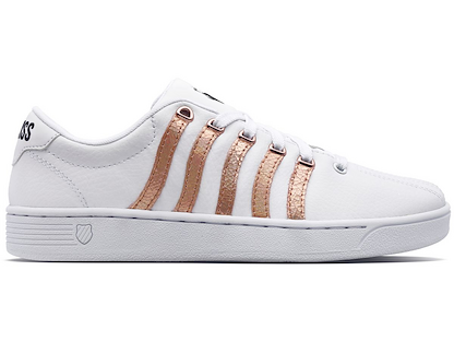 K-Swiss Women's Court Pro Curves Sneaker White/Cracked Metallic - 97141-1020