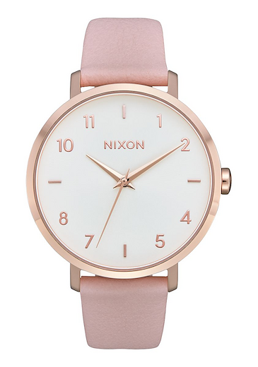 NIXON Women's Arrow Leather Watch Rose Gold/Light Pink - A10913027-00