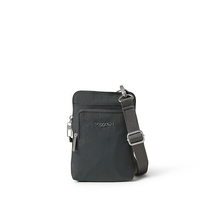 Baggallini Securtex Anti-Theft Activity Crossbody Bag Charcoal - AAC459-B0021
