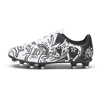 PUMA x Christian Pulisic Unisex Kids' Tacto II Artificial Ground Soccer Cleats White/Black - 10750004