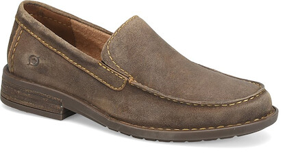 Born Men's Roger Moc Toe Loafer Taupe (Avola/Tan) Distressed Suede Leather - BM0025155