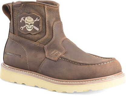 CAROLINA Men's 6" Flatiron Ez-On EH SR  Moc Toe Soft Toe Work Boot Dark Coffee - CA7046