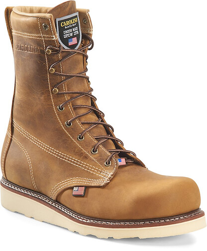 CAROLINA Men's 8" Amp Steel Toe USA Made Wedge Work Boot Brown - CA7505
