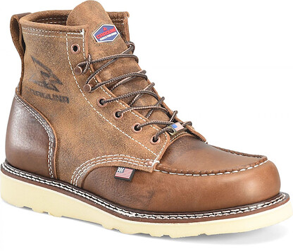 CAROLINA Men's 6" Roughout USA Union Built Steel Toe Work Boot Walnut Vamp/Camel Roughout Quarter - CA7568