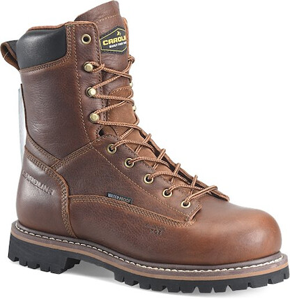 CAROLINA Men's 8" Grind Safety Lace-to-Toe Waterproof SR EH Composite Toe Work Boot Brown - CA8580