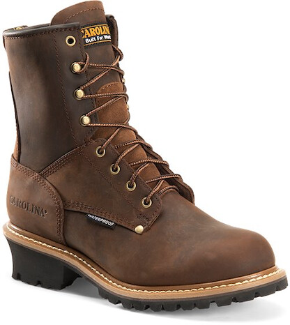 CAROLINA Men's 8" Elm Steel Toe Waterproof Logger Work Boot Brown - CA9821